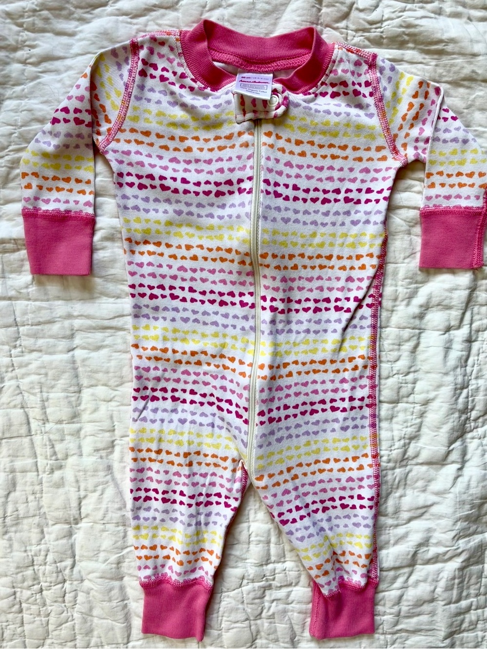 Organic Cotton Heart-Print One-Piece Zipper Pajamas